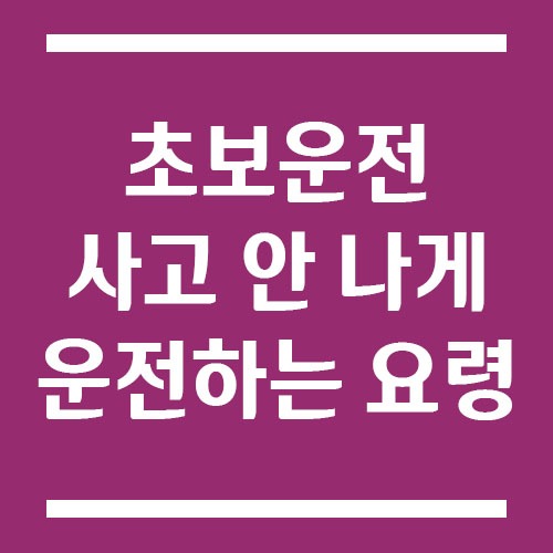 초보 운전 사고 안 나게 운전하는 요령